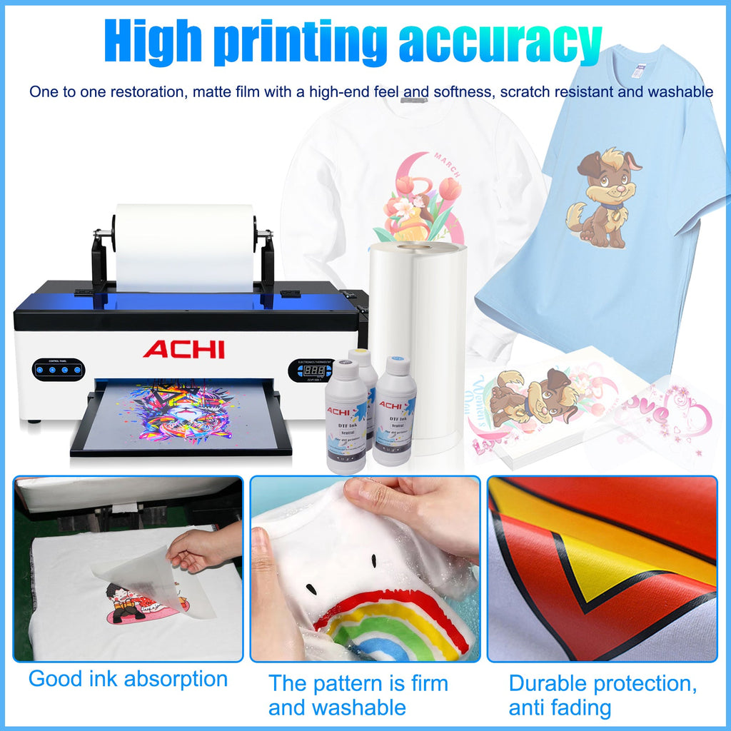 How to Print DTF on Black T-shirts by ACHI A3 Roll DTF Printer?