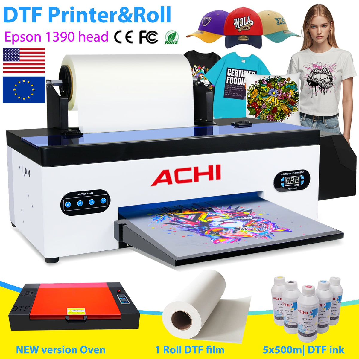 How to Get High-Resolution DTF Prints by ACHI A3 Roll DTF Printer ...