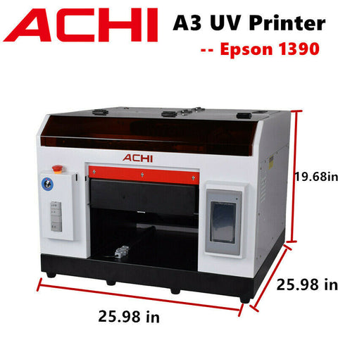 ACHI A3 UV Printer Epson Print Head For Flat Cylindrical 3D Embossed EU/US/AU Stock