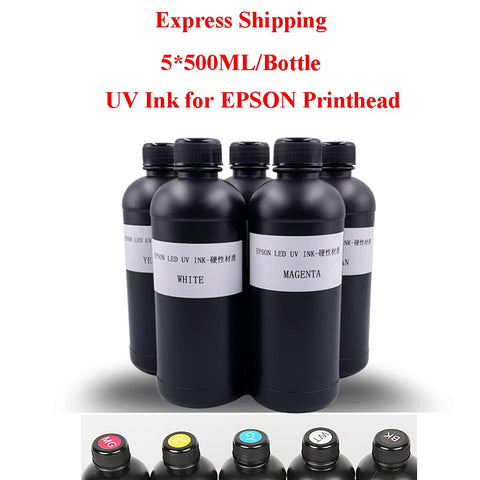 5*500ML/Bottle LED UV Ink for R1390 L800 R330 DX4 DX5 DX6 DX7 Printhead for A2 A3 A4 &amp; Large Flatbed Inkjet Printer