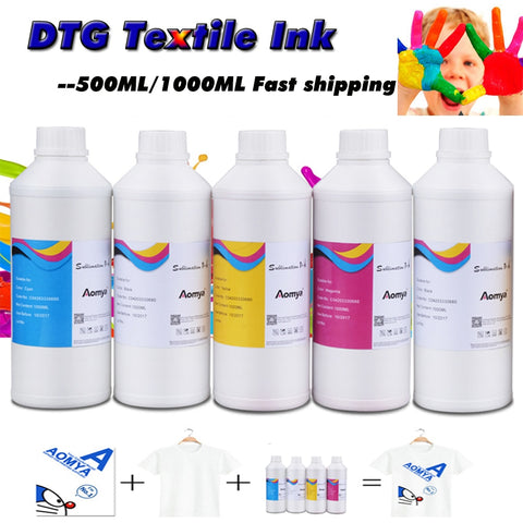 500ML/1L Textile Ink For UV DTG Flatbed printer coatinting DX4 DX5 DX6 DX7 Printhead A2 A3 A4 Large Direct Inkjet Printer