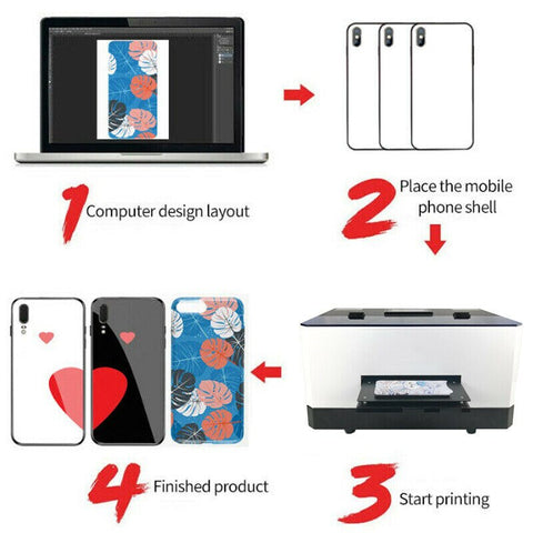 A5 UV Automatic Flatbed Inkjet Printer For Phone case TPU Plastic Acrylic PC PU Wood Glass Metal PVC  Mini Inkjet Printer