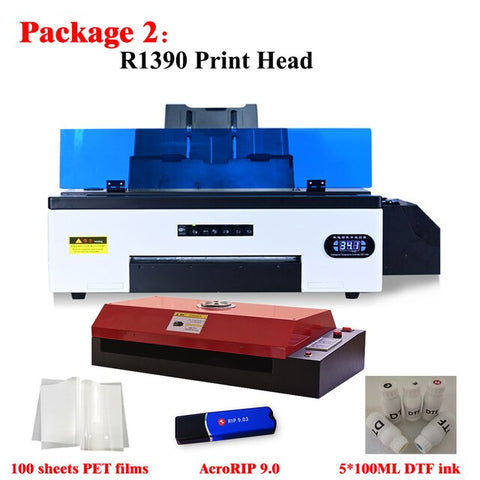 ACHI A3 DTF Printer Epson R1390 Color Print For T-shirt Hoodies Hat Leather Direct Transfer PET Film T shirt Printing Machine